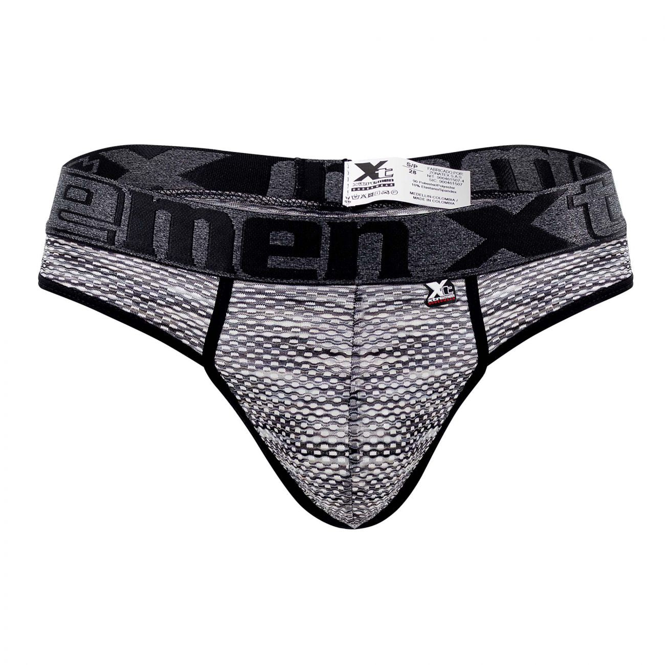 Xtremen Men's Underwear 91100X Microfiber Mesh Thongs Color Black