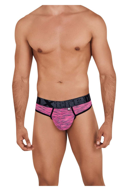 Xtremen Men's Underwear 91100X Microfiber Mesh Thongs Color Pink