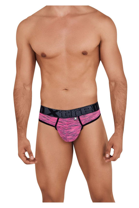 Xtremen Men's Underwear 91100X Microfiber Mesh Thongs Color Pink
