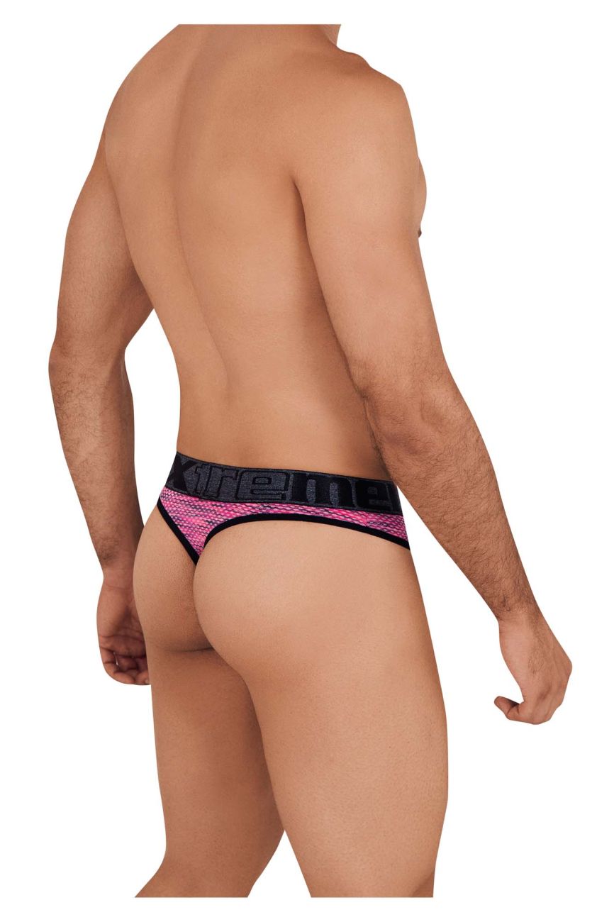 Xtremen Men's Underwear 91100X Microfiber Mesh Thongs Color Pink
