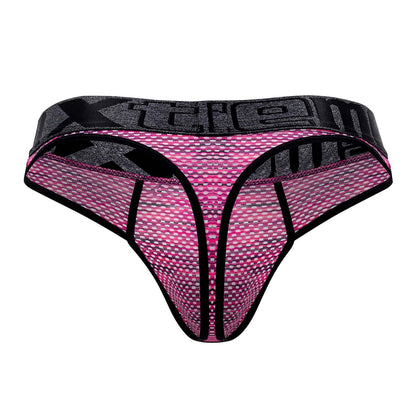 Xtremen Men's Underwear 91100X Microfiber Mesh Thongs Color Pink