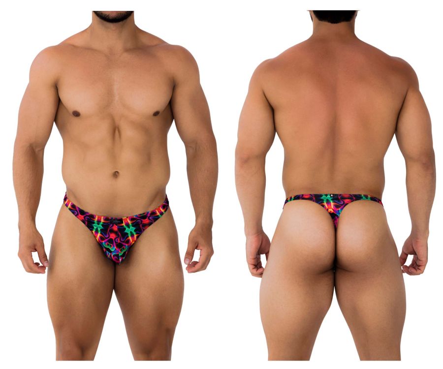 Xtremen Men's Underwear 91171 Printed Thongs Color Bows