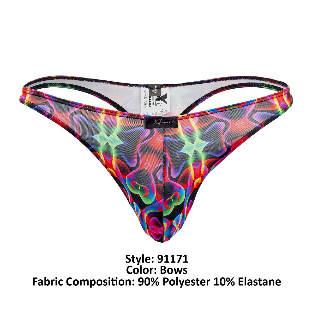 Xtremen Men's Underwear 91171 Printed Thongs Color Bows