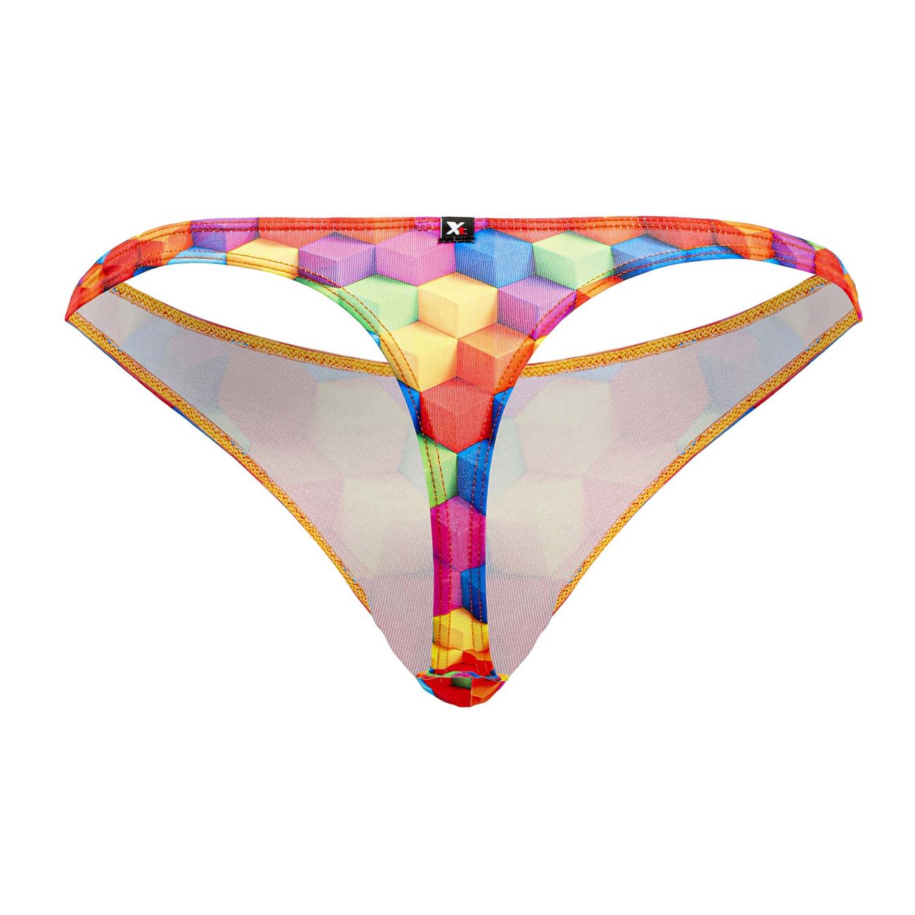 Xtremen Men's Underwear 91171 Printed Thongs Color Cubes
