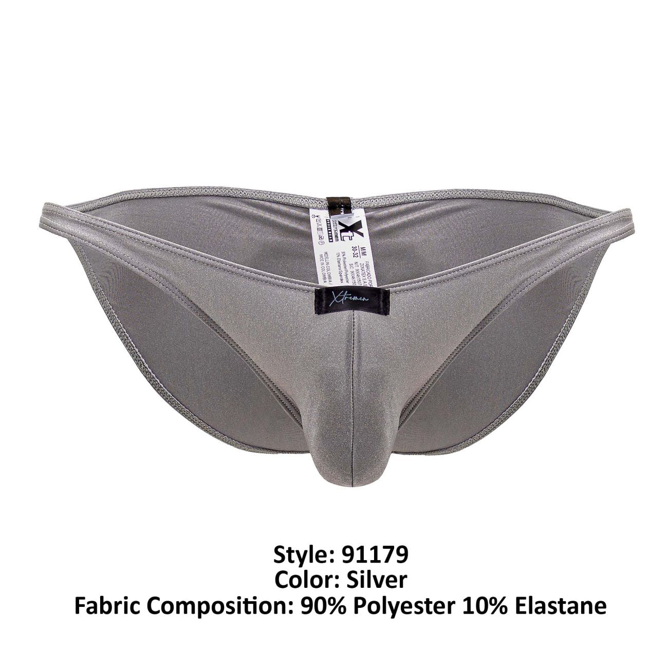 Xtremen Men's Underwear 91179 Microfiber Bikini Color Silver