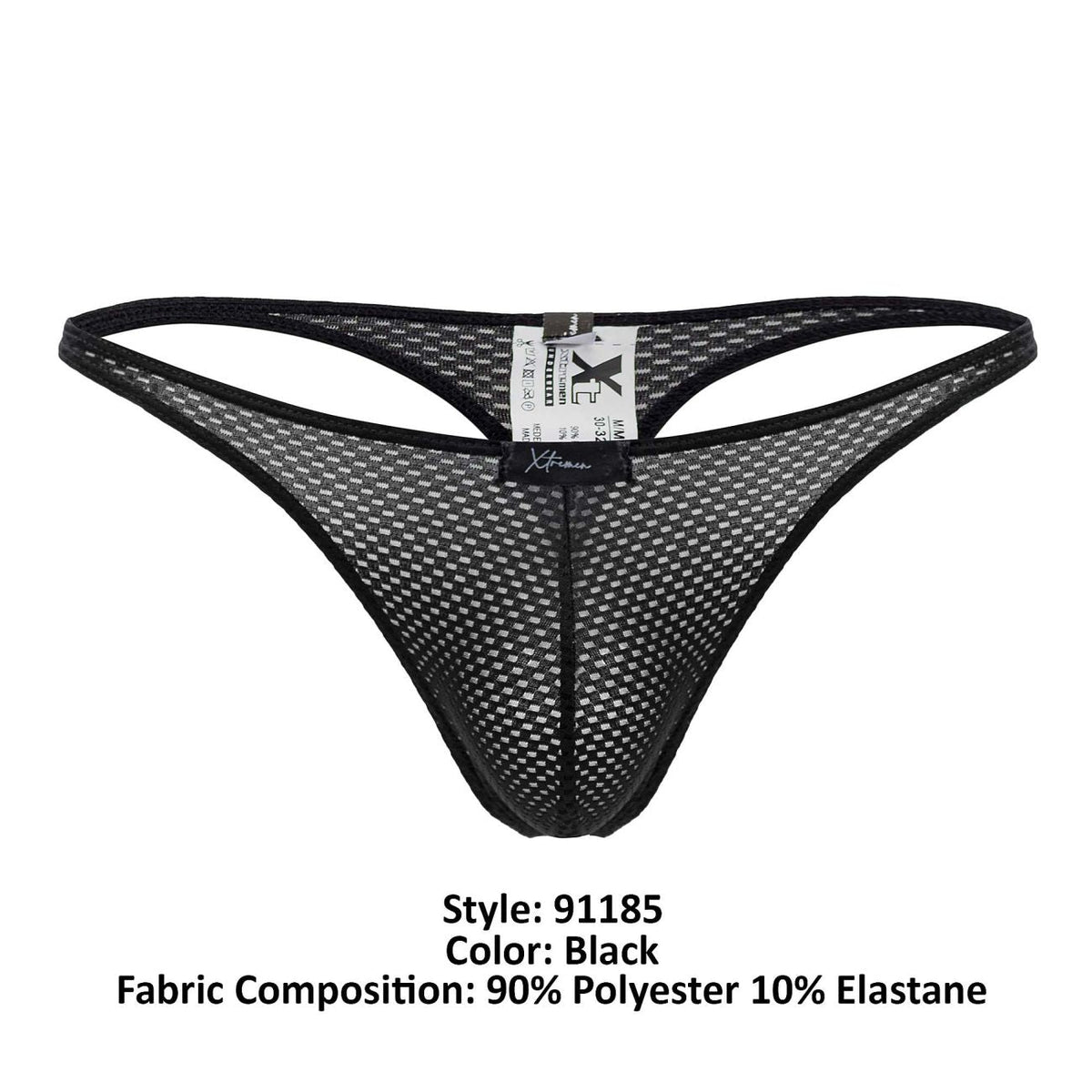 Xtremen Men's Underwear 91185 Mesh Thongs Color Black