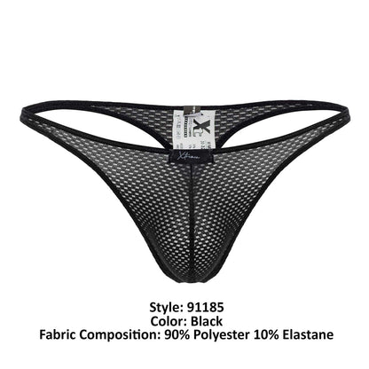 Xtremen Men's Underwear 91185 Mesh Thongs Color Black