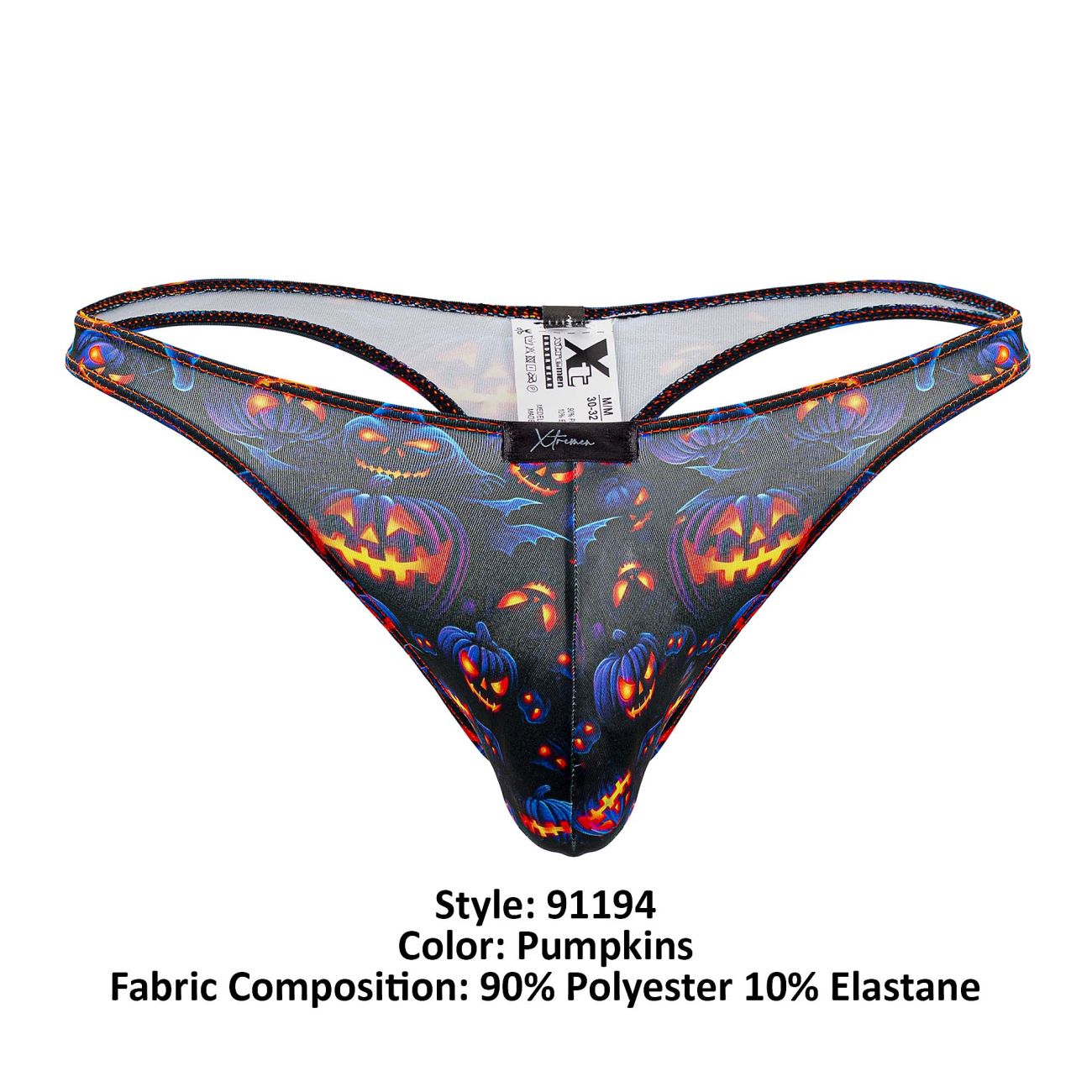 Xtremen Men's Underwear 91194 Printed Thongs Color Pumpkins