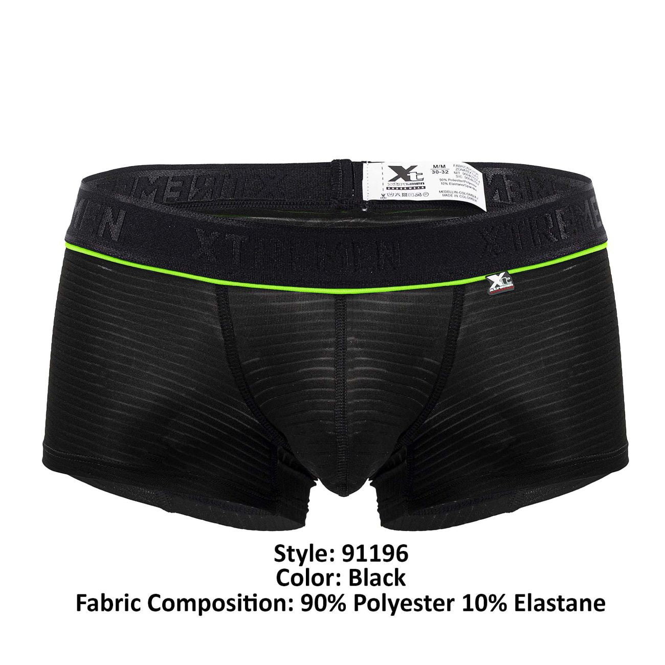 Xtremen Men's Underwear 91196 Jacquard Trunks Color Black