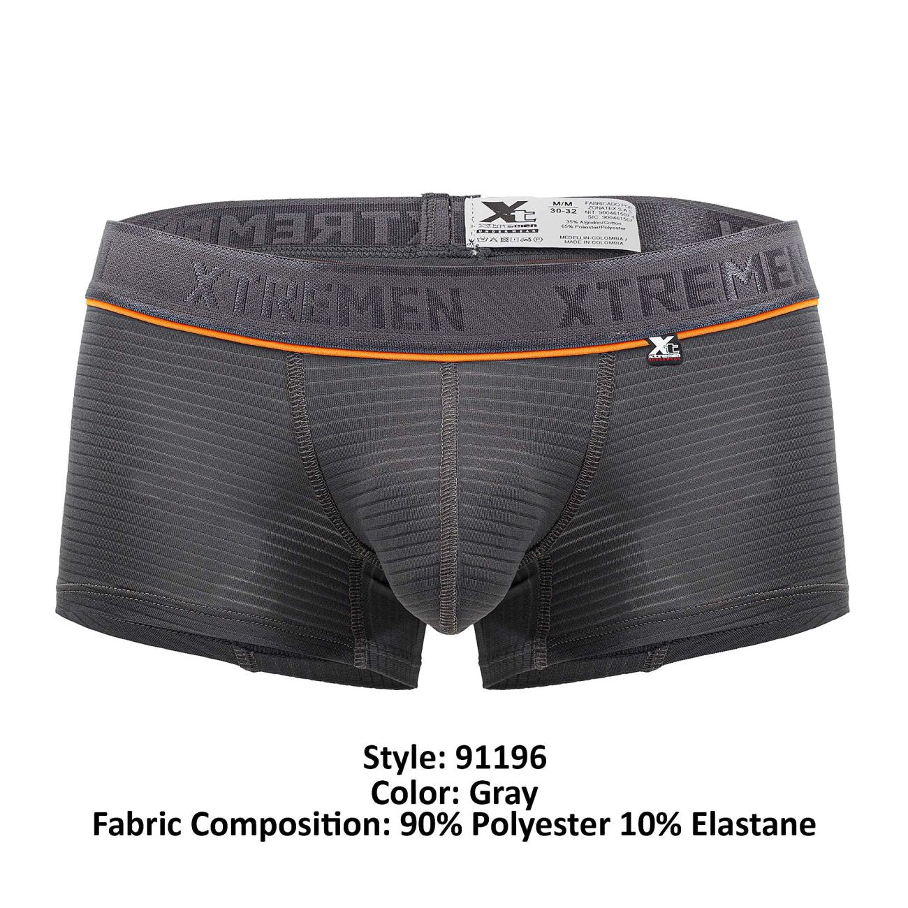 Xtremen Men's Underwear 91196 Jacquard Trunks Color Gray