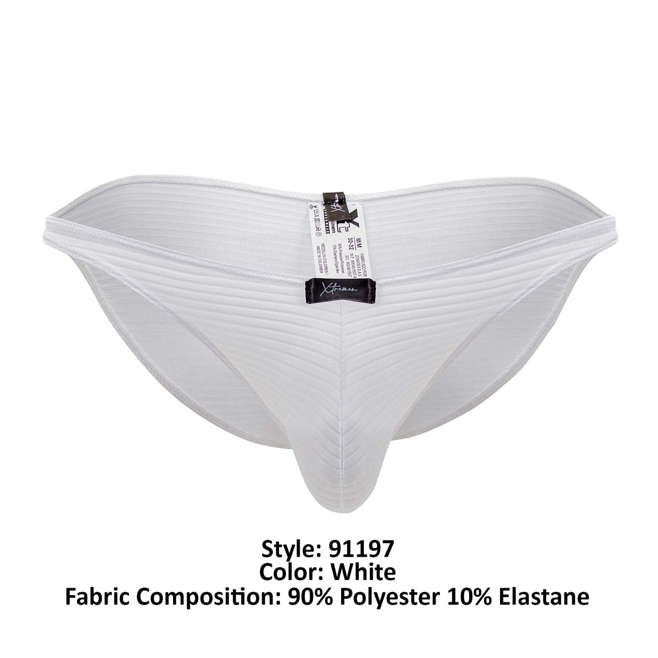 Xtremen Men's Underwear 91197 Jacquard Bikini Color White