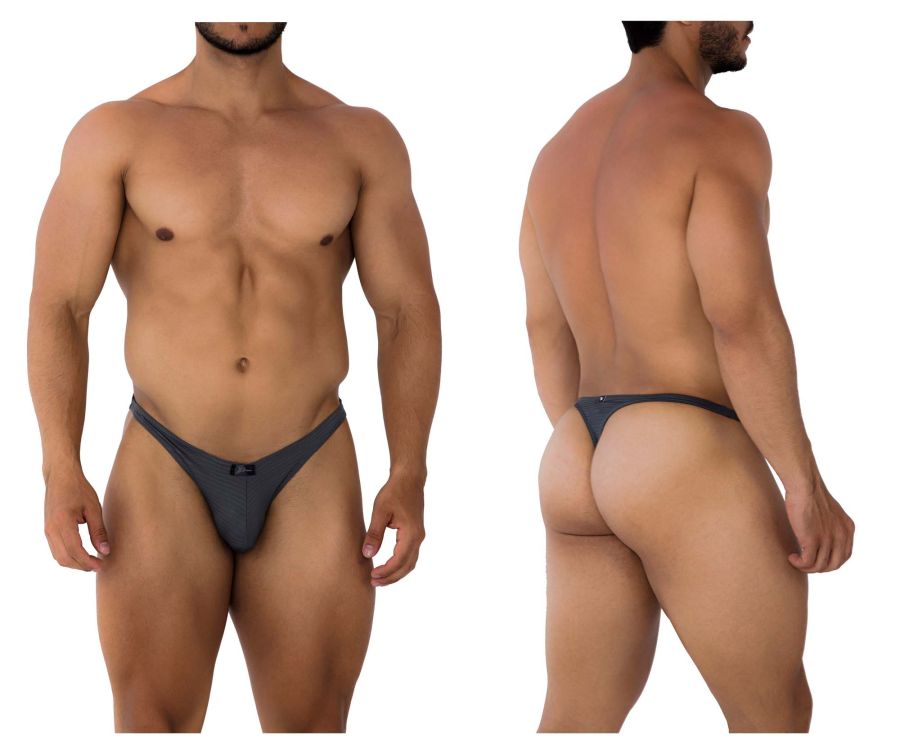 Xtremen Men's Underwear 91198 Jacquard Thongs Color Gray