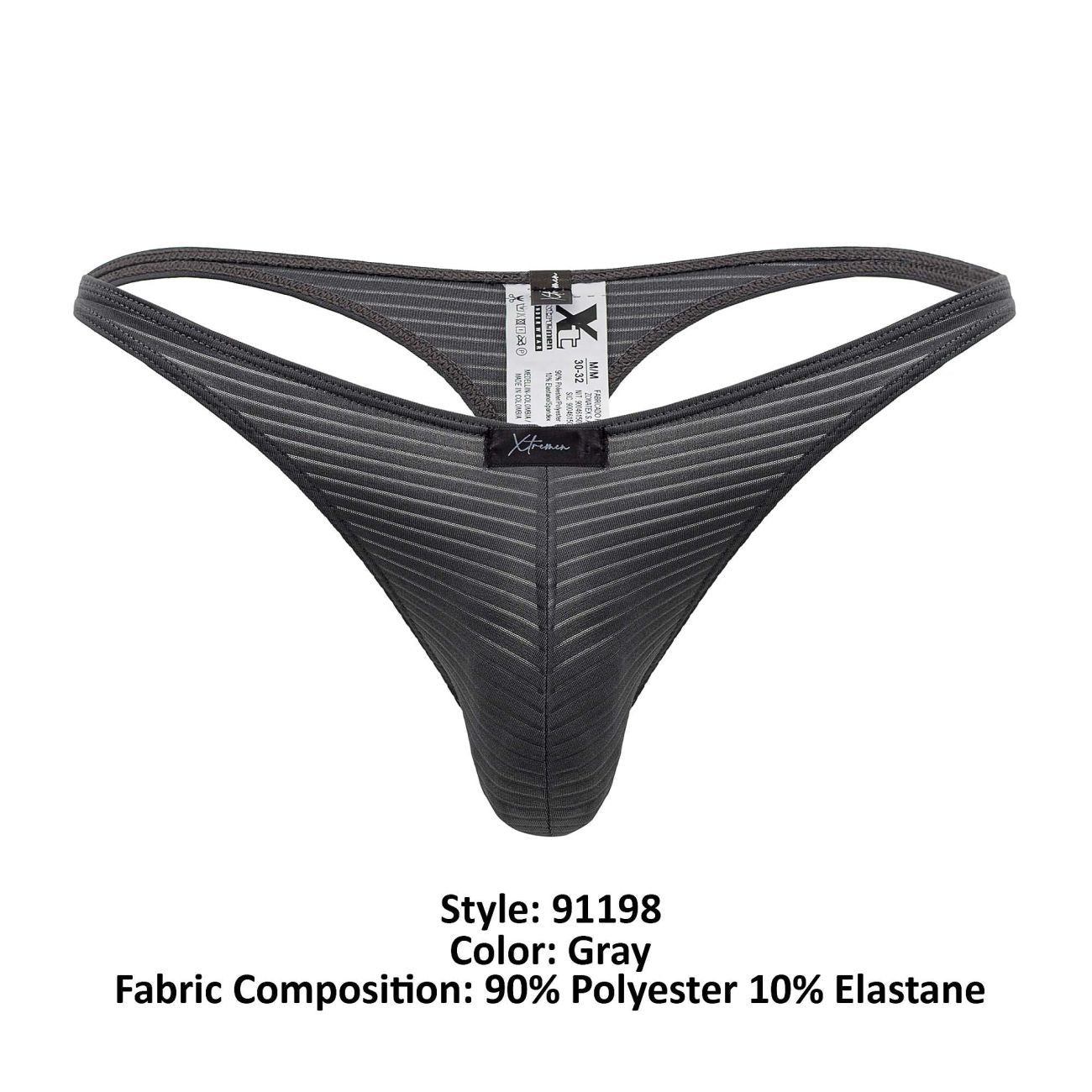 Xtremen Men's Underwear 91198 Jacquard Thongs Color Gray