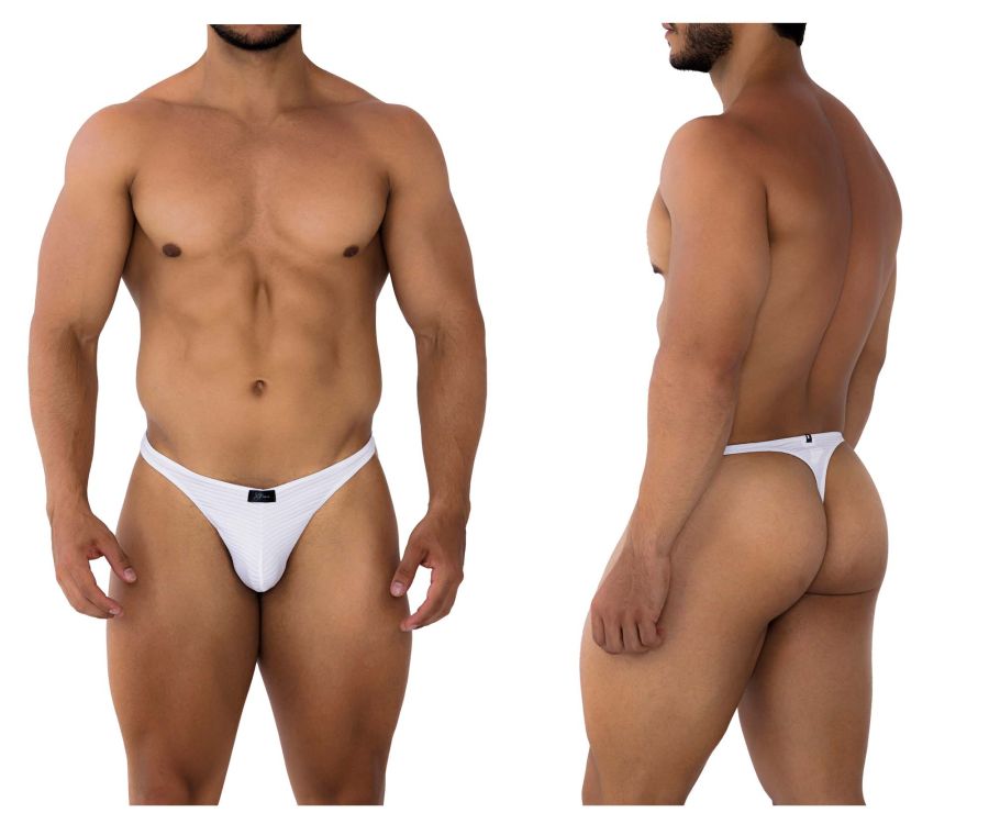Xtremen Men's Underwear 91198 Jacquard Thongs Color White