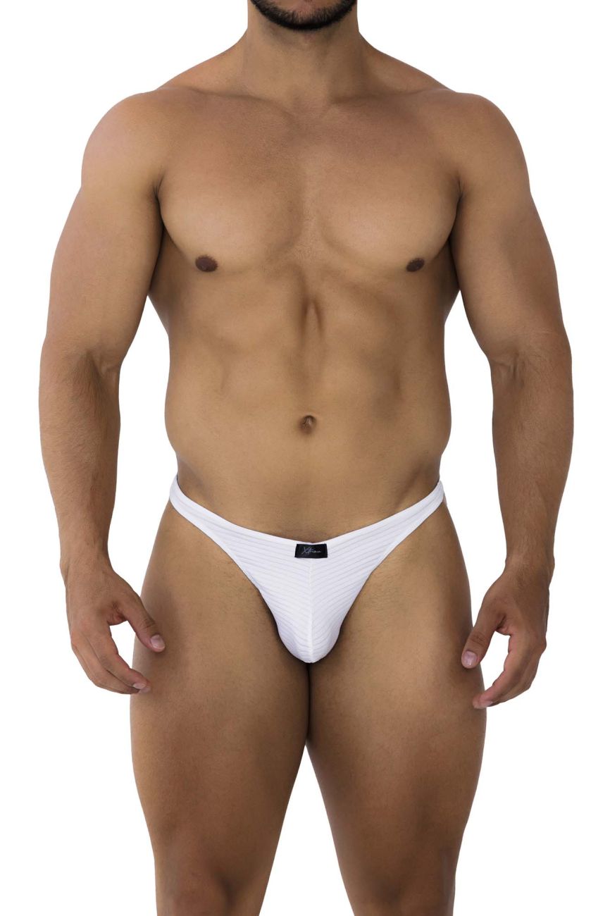 Xtremen Men's Underwear 91198 Jacquard Thongs Color White