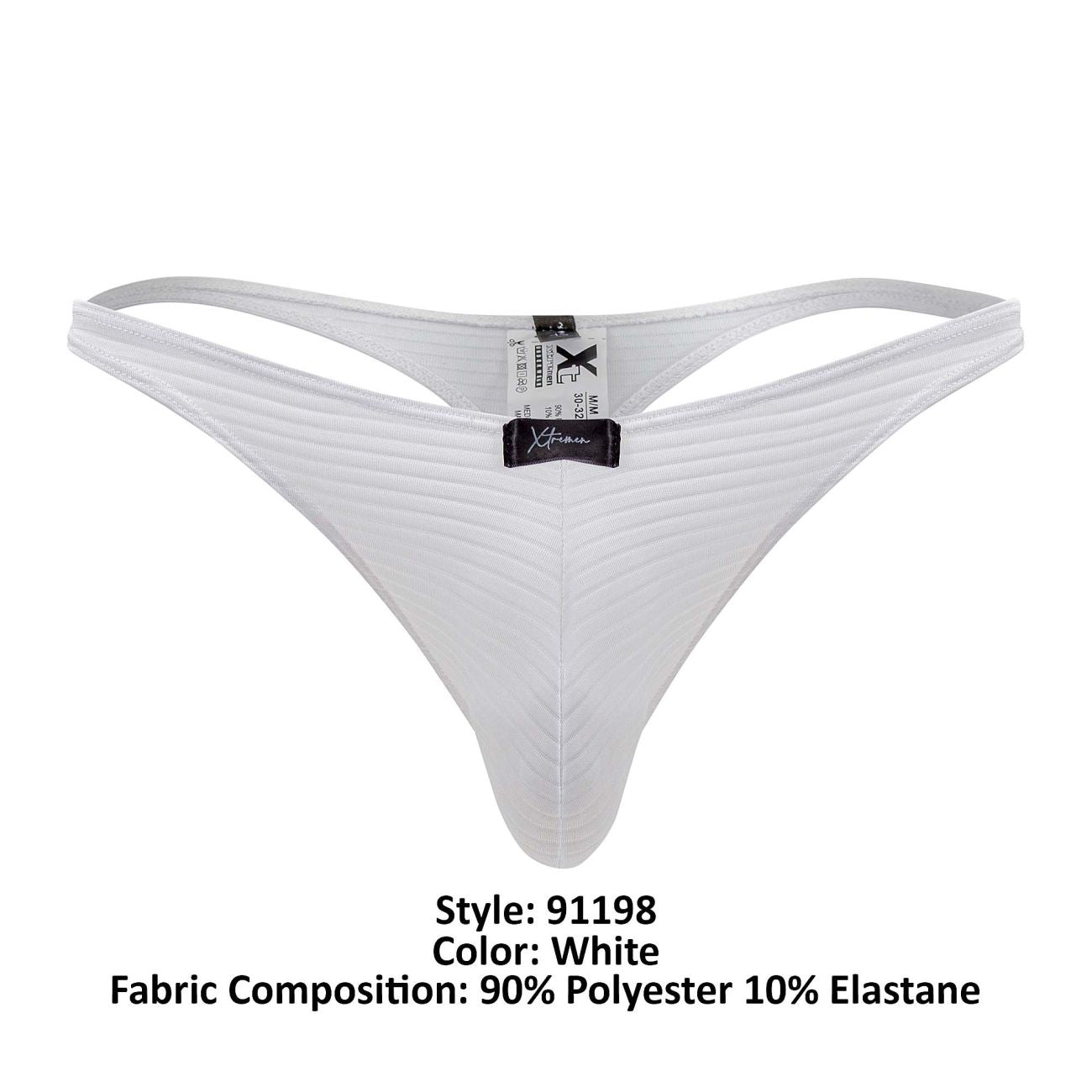 Xtremen Men's Underwear 91198 Jacquard Thongs Color White