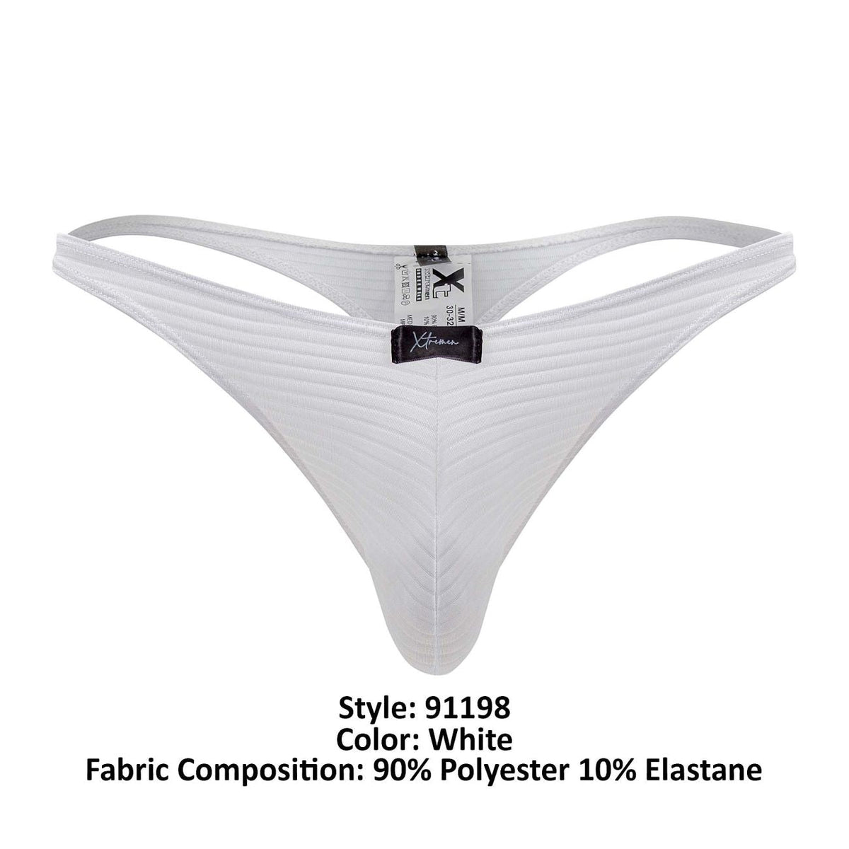 Xtremen Men's Underwear 91198 Jacquard Thongs Color White