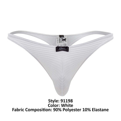 Xtremen Men's Underwear 91198 Jacquard Thongs Color White