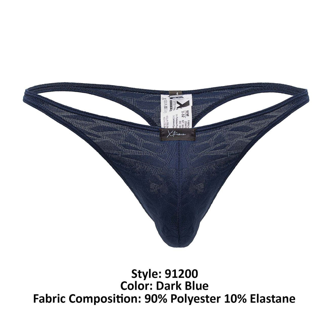 Xtremen Men's Underwear 91200 Jacquard Thongs Color Dark Blue