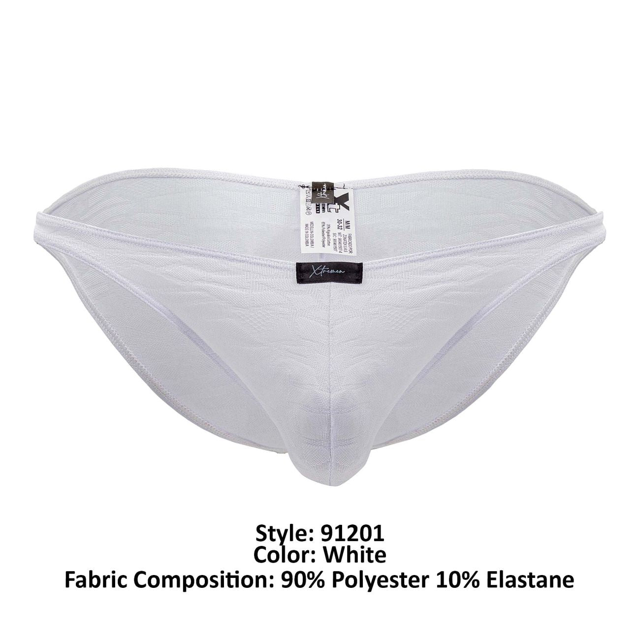 Xtremen Men's Underwear 91201 Jacquard Bikini Color White