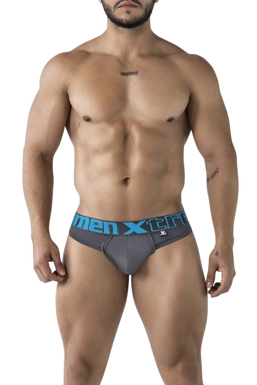 Xtremen Men's Underwear 91208B Microfiber Thongs Color Gray
