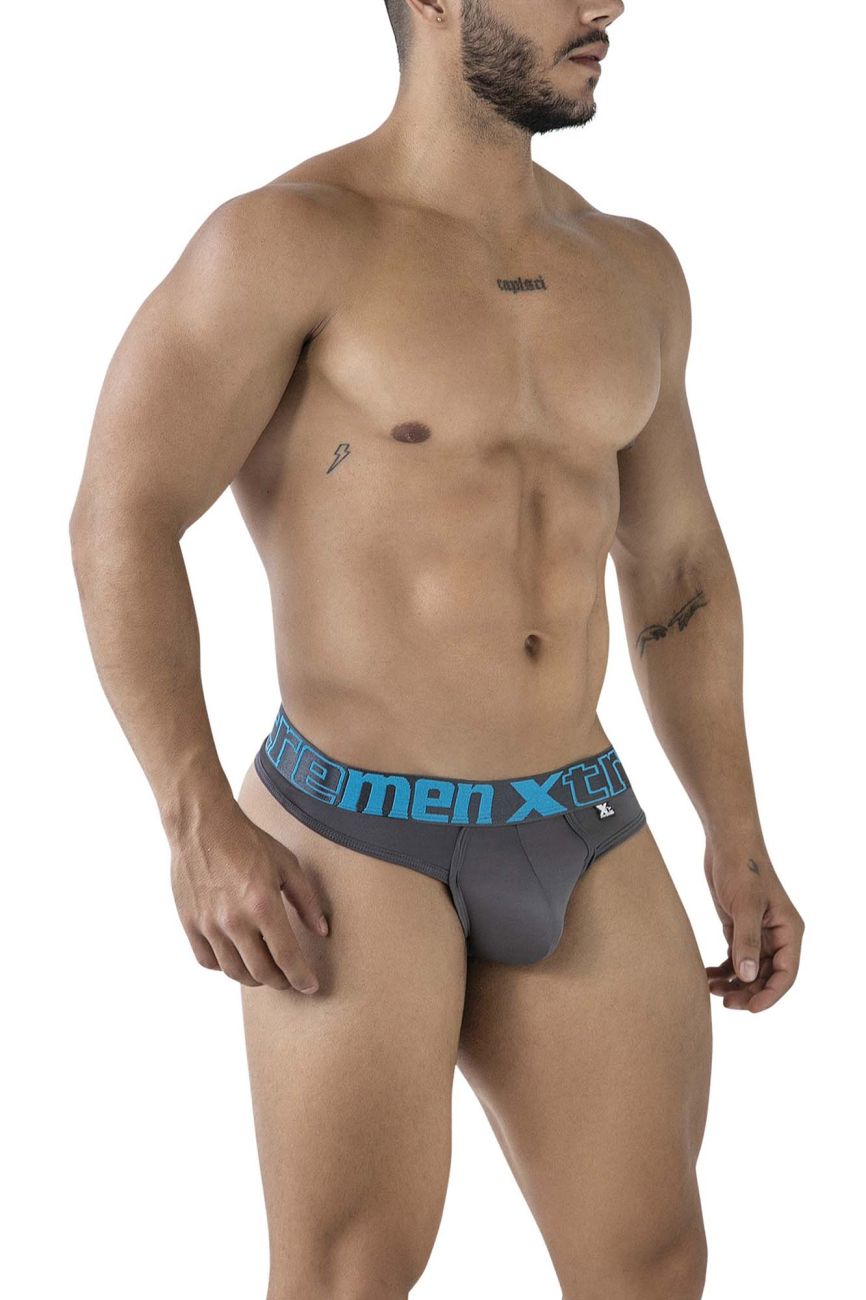 Xtremen Men's Underwear 91208B Microfiber Thongs Color Gray