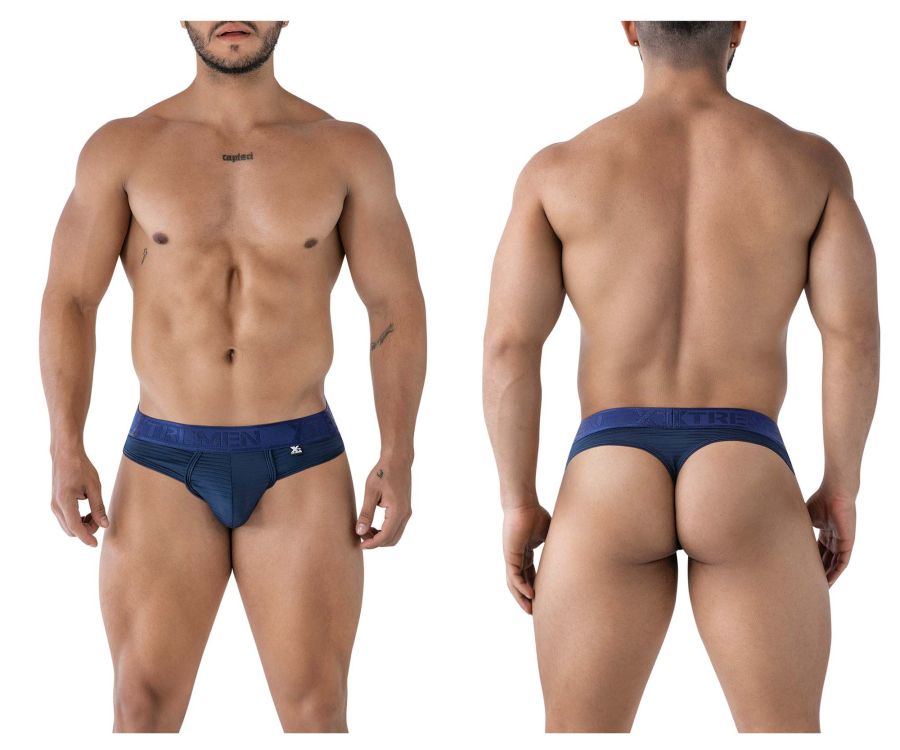 Xtremen Men's Underwear 91211B Microfiber Thongs Color Navy