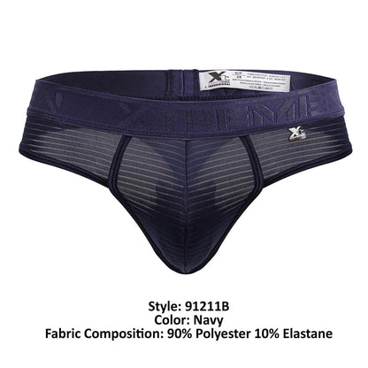 Xtremen Men's Underwear 91211B Microfiber Thongs Color Navy