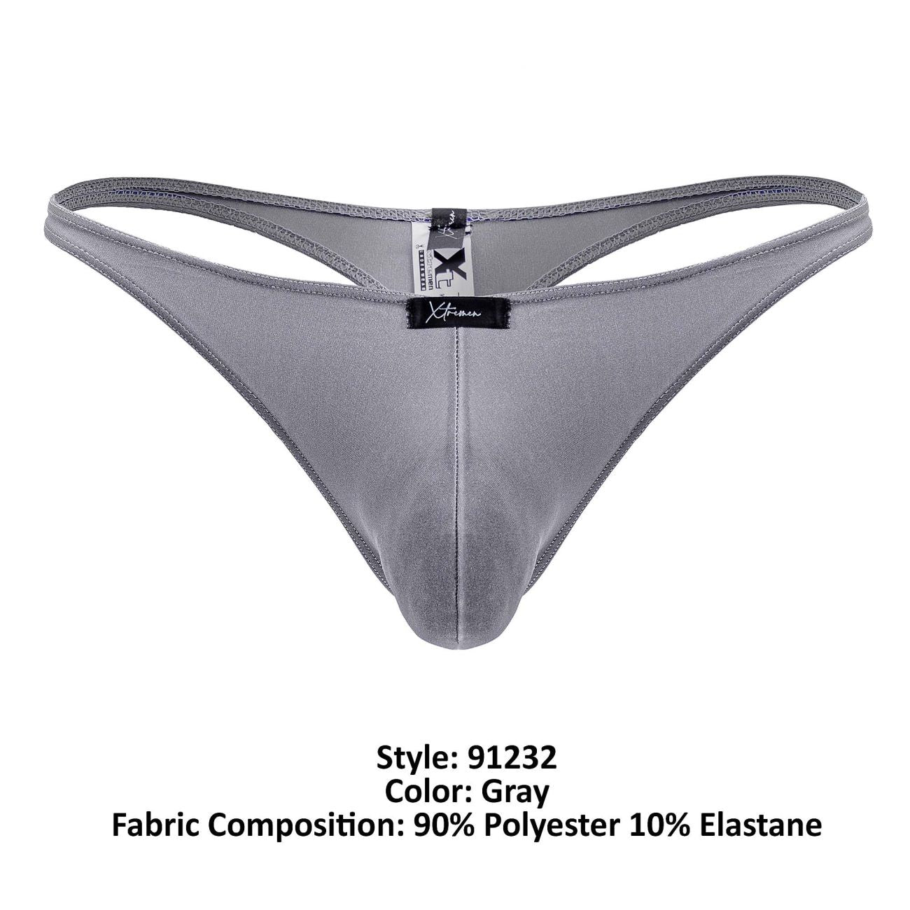 Xtremen Men's Underwear 91232 Microfiber Thongs Color Gray