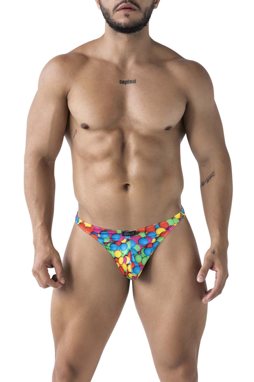 Xtremen Men's Underwear 91247 Printed Thongs Color Bubbles