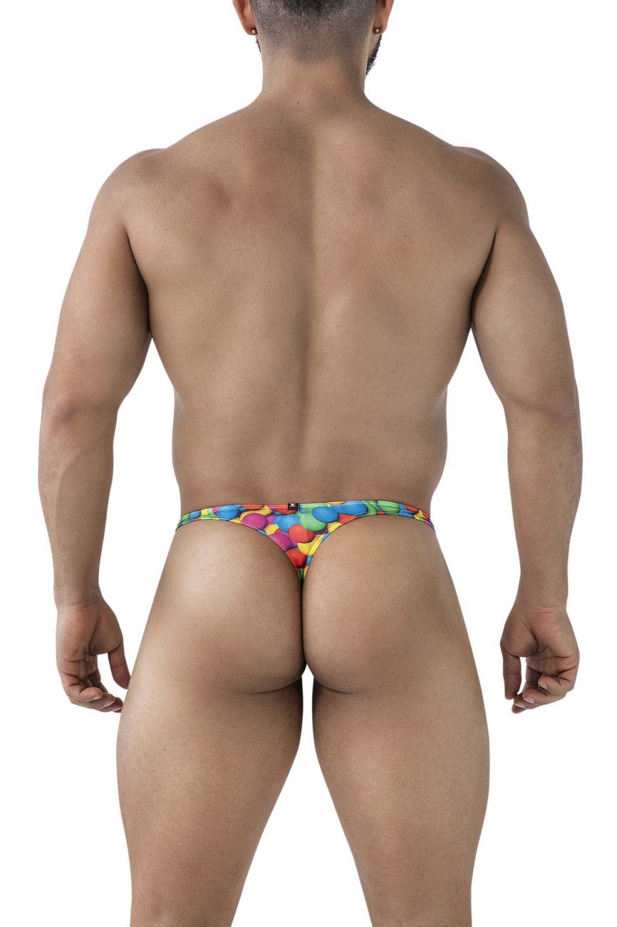 Xtremen Men's Underwear 91247 Printed Thongs Color Bubbles