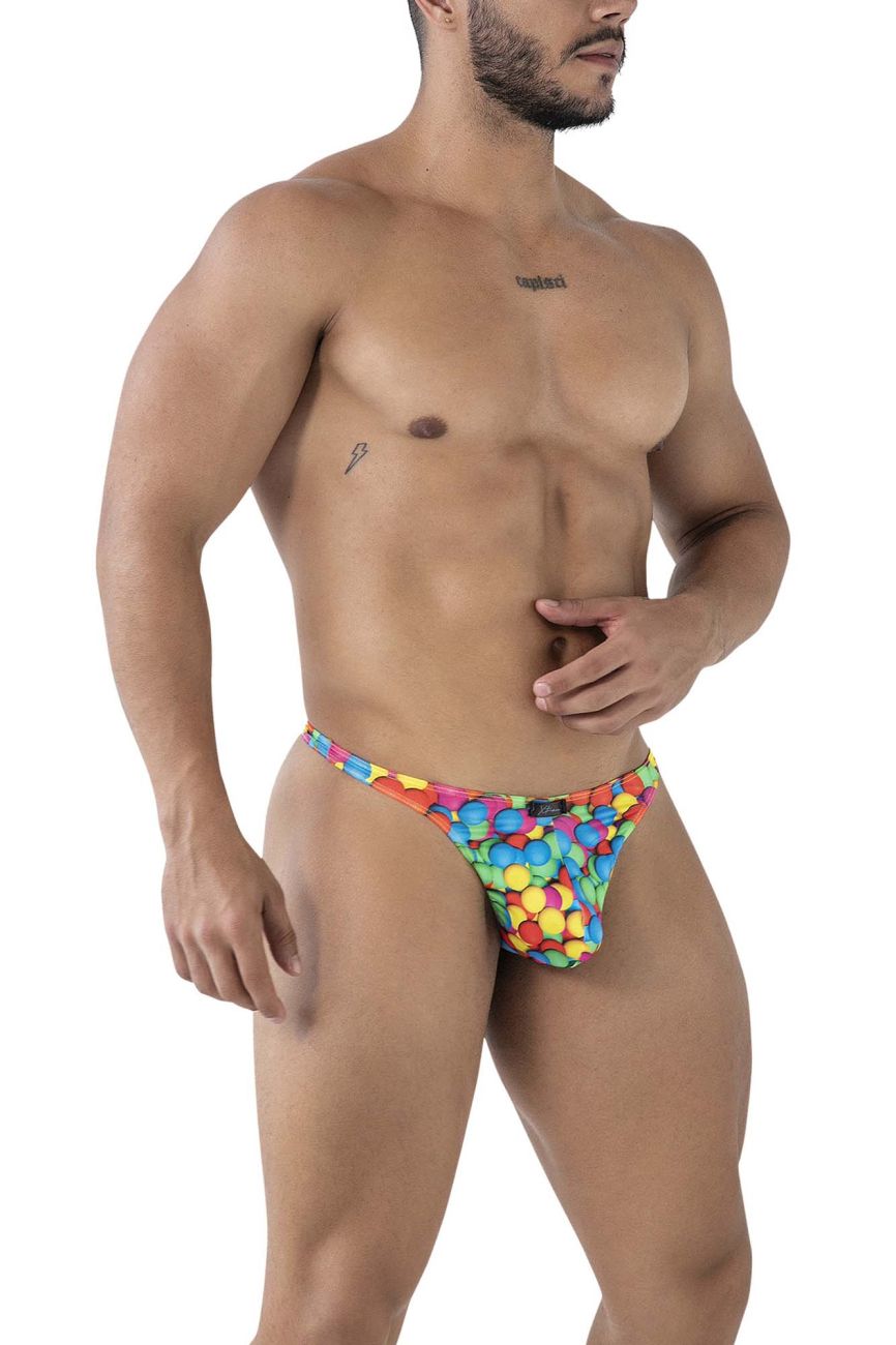 Xtremen Men's Underwear 91247 Printed Thongs Color Bubbles