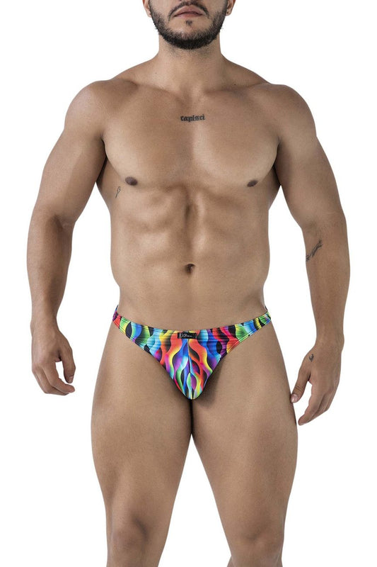 Xtremen Men's Underwear 91247 Printed Thongs Color Waves
