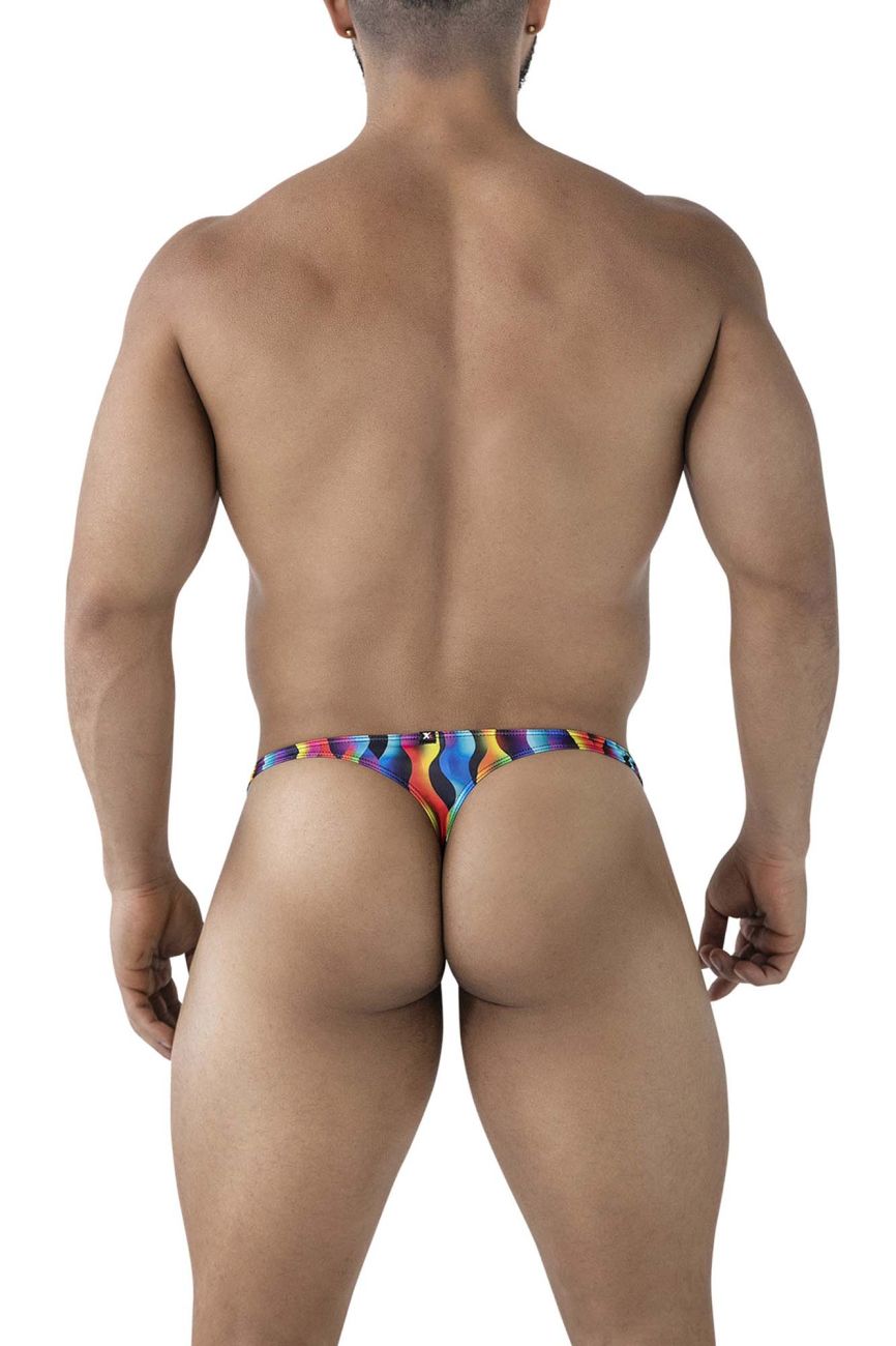 Xtremen Men's Underwear 91247 Printed Thongs Color Waves