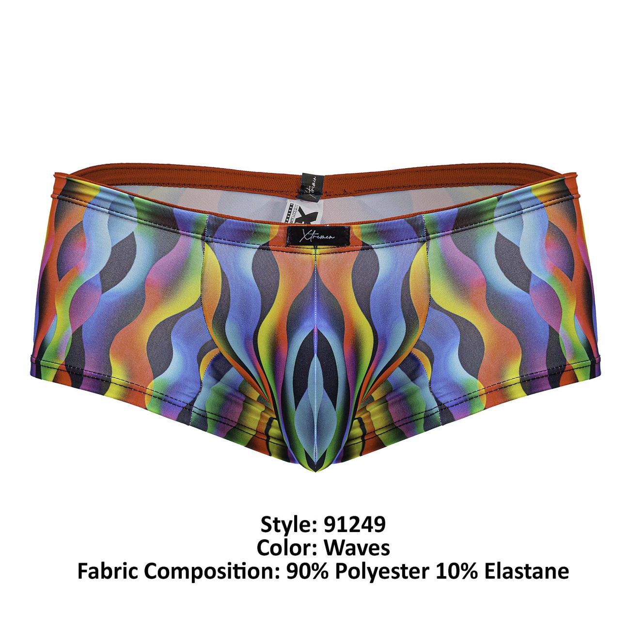 Xtremen Men's Underwear 91249 Printed Trunks Color Waves