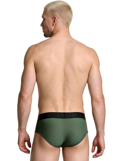 Xtremen 91250 Microfiber Mesh Briefs Color Military Green