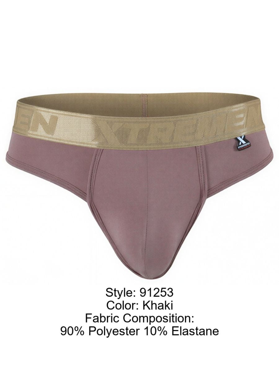 Xtremen Men's Underwear 91253 Microfiber Thongs Sleek and Supportive Color Khaki
