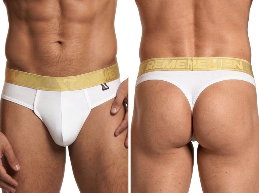 Xtremen Men's Underwear 91253 Microfiber Thongs Sleek and Supportive Color White
