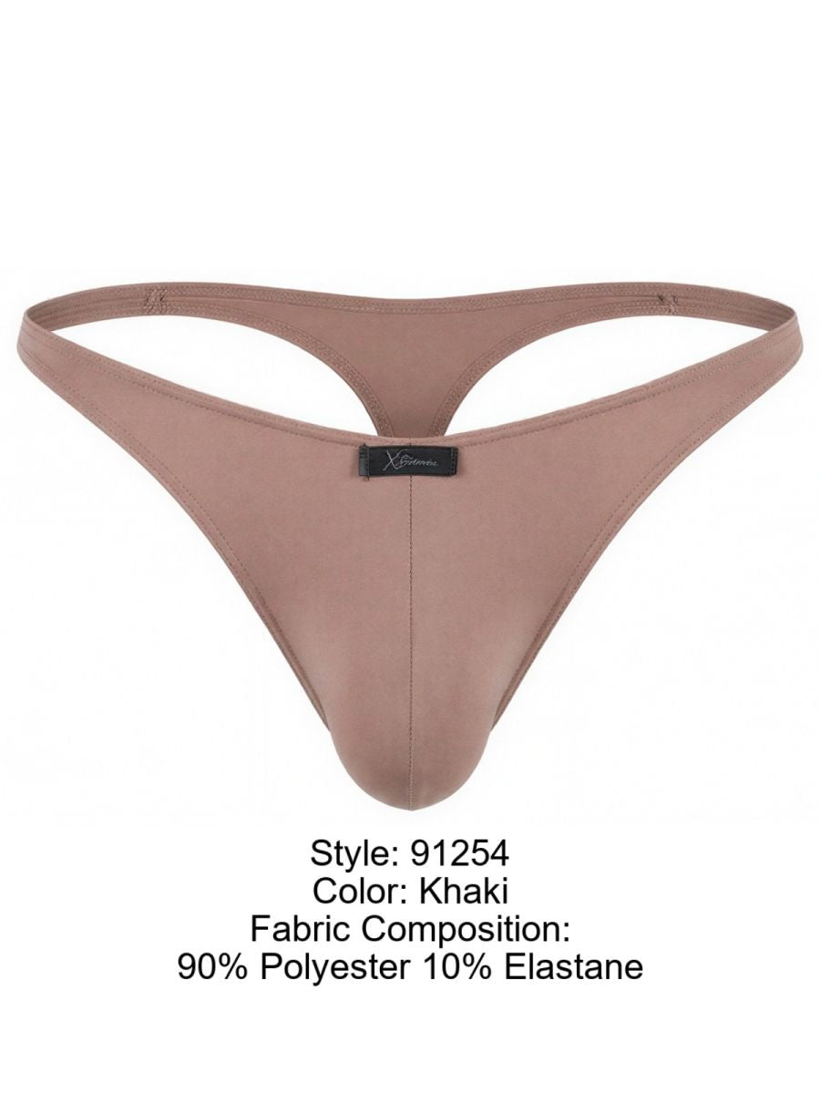 Xtremen Men's Underwear 91254 Sleek Microfiber Thongs Color Khaki