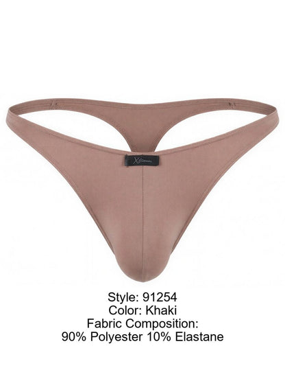 Xtremen Men's Underwear 91254 Sleek Microfiber Thongs Color Khaki