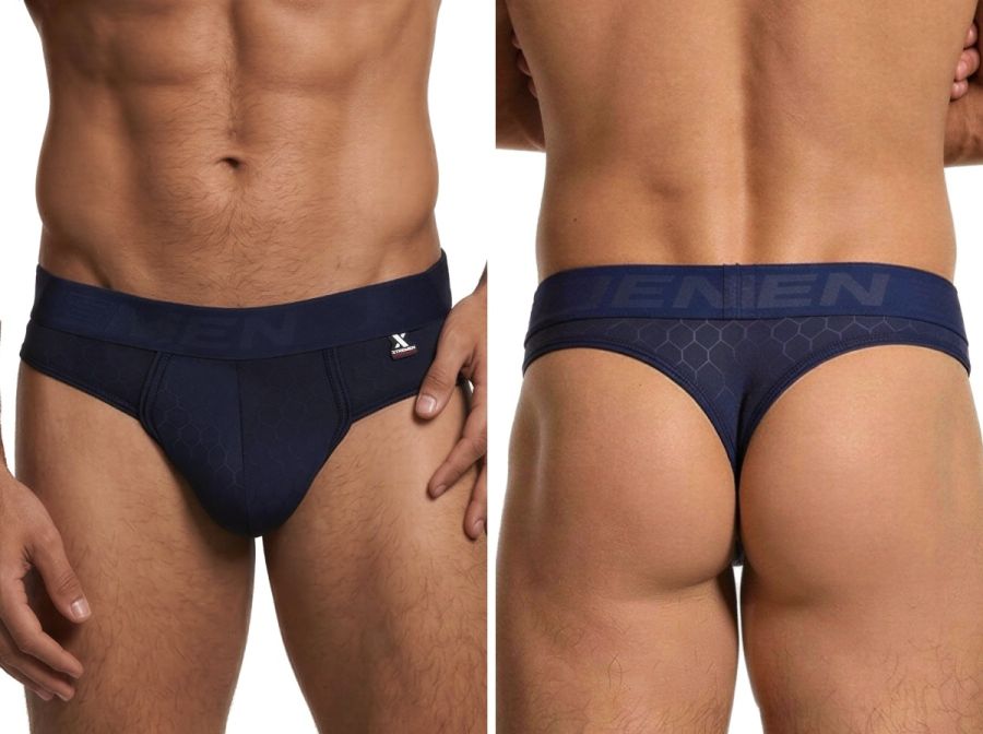 Xtremen Men's Underwear 91257 Sleek Microfiber Comfort Thongs Color Dark Blue