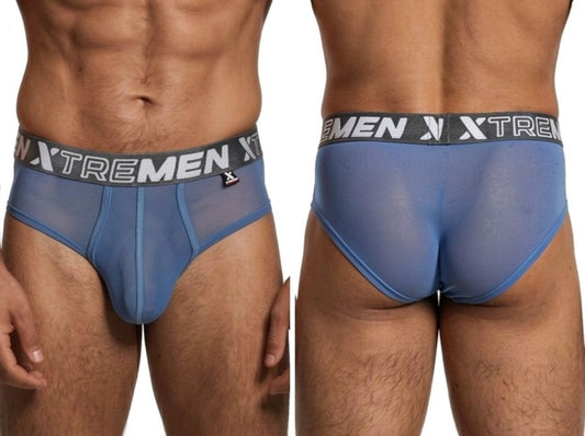 Xtremen 91262 Men's Underwear Sleek Microfiber Mesh Briefs Color Blue