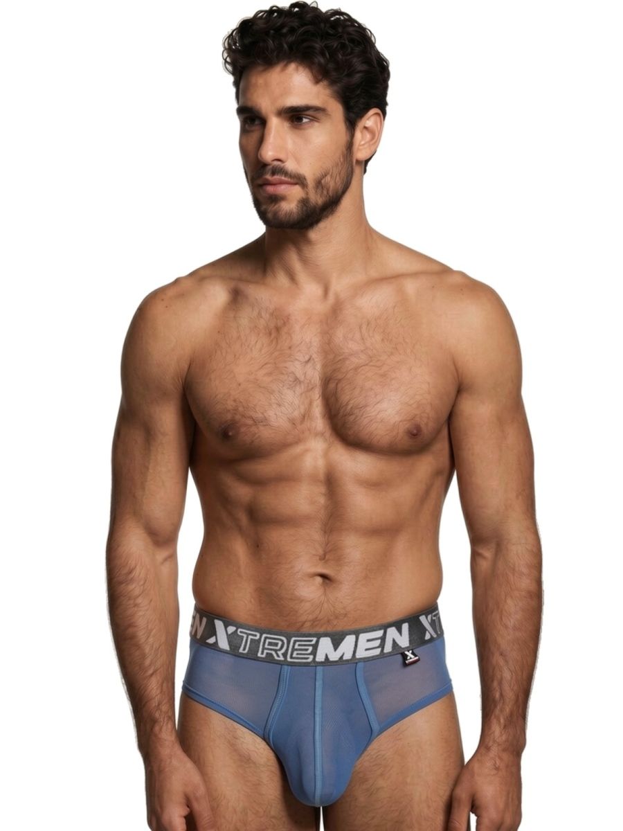 Xtremen Sleek Microfiber Mesh Briefs - Blue