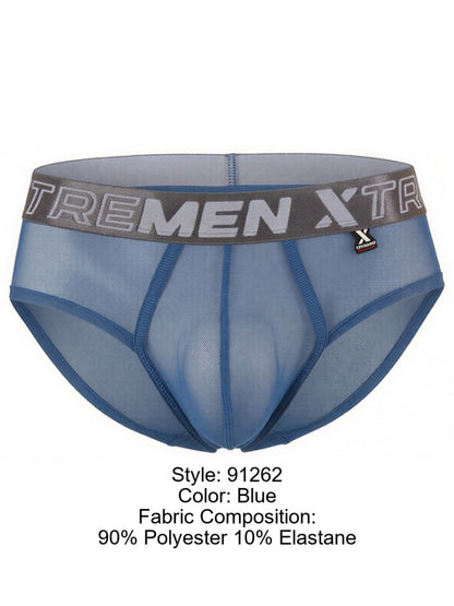 Xtremen 91262 Men's Underwear Sleek Microfiber Mesh Briefs Color Blue