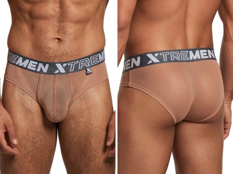 Xtremen 91262 Men's Underwear Sleek Microfiber Mesh Briefs Color Brown