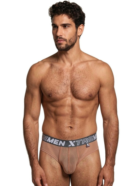 Xtremen 91262 Men's Underwear Sleek Microfiber Mesh Briefs Color Brown