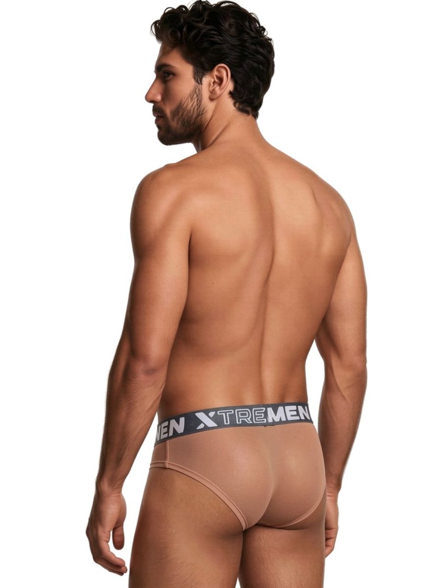 Xtremen 91262 Men's Underwear Sleek Microfiber Mesh Briefs Color Brown