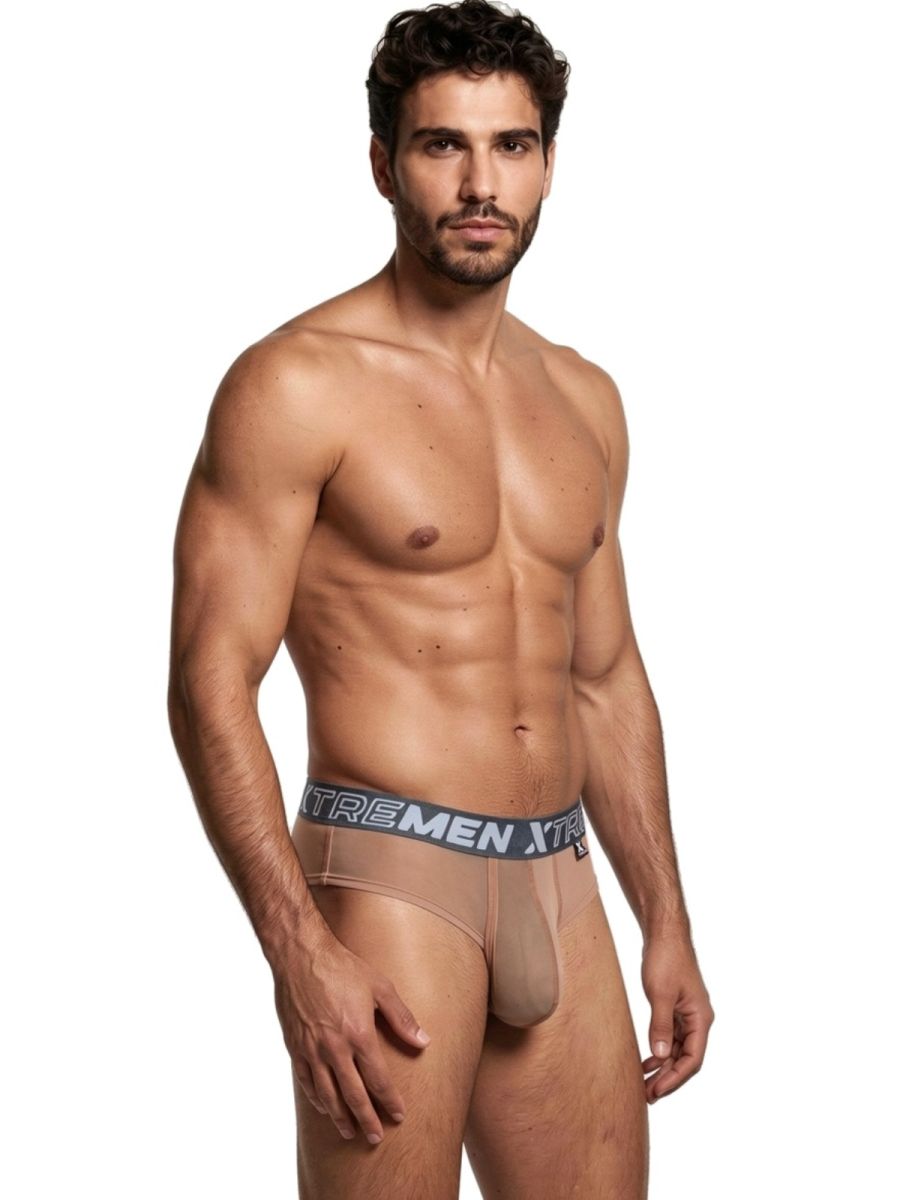 Xtremen 91262 Men's Underwear Sleek Microfiber Mesh Briefs Color Brown