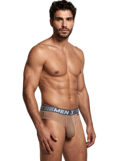 Xtremen 91262 Men's Underwear Sleek Microfiber Mesh Briefs Color Brown