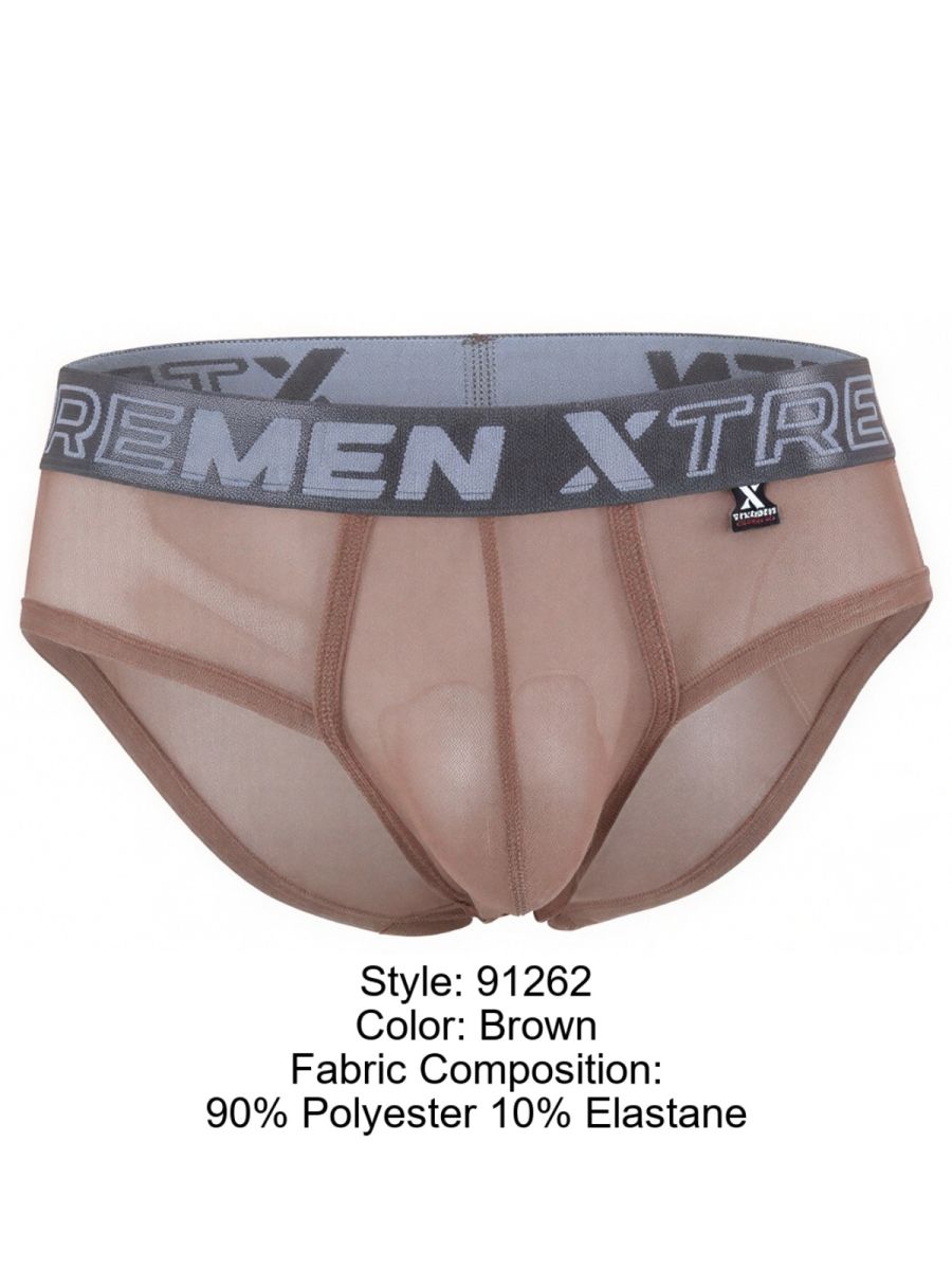 Xtremen 91262 Men's Underwear Sleek Microfiber Mesh Briefs Color Brown